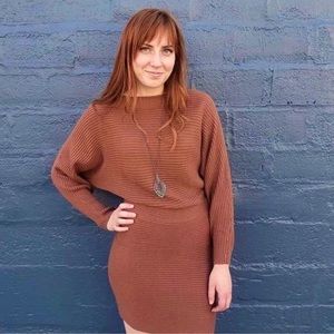 Lush Dolman Ribbed Sweater Dress
